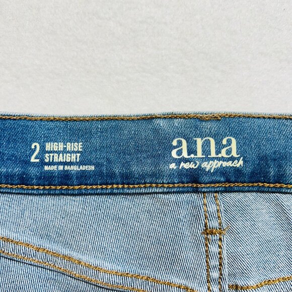 a.n.a. Women's High-Rise Straight Stretch Metallic Effect Silver Jeans Sz 2 NWT - Picture 6 of 15